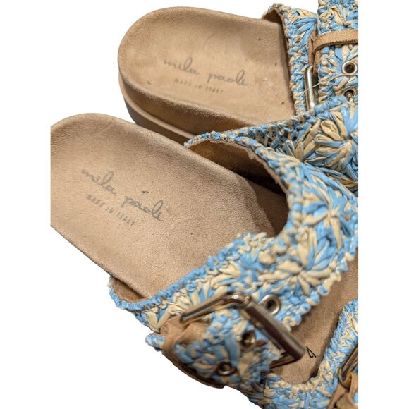 Mila Paoli Womens Size 7.5 Floral Embroidered Sandals Slip On  Made In Italy - Picture 2 of 6